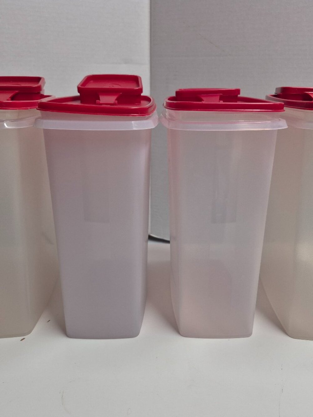 Vintage Tupperware Modular Mates Set 4 Red Pour Lids #T13